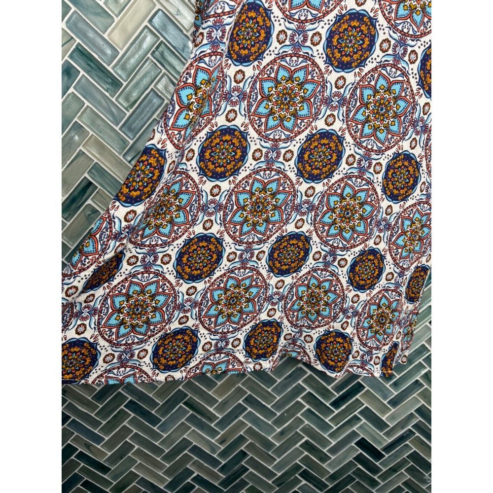 NEW LULUS PERFECT GETAWAY BLUE ORANGE MEDALLION PRINT SHIFT DRESS FLOWY BOHO SM - Picture 2 of 10
